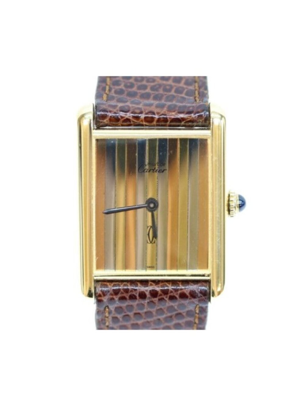 Cartier Must Tank Vermeil LM Trinity Dial Hand Wound Leather